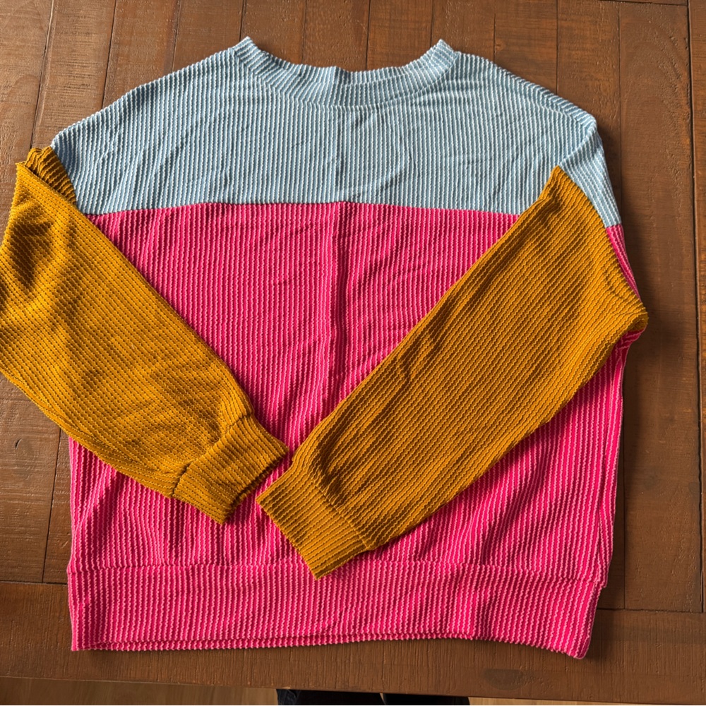 Colorblock Women's Sweatshirt - Pink, blue and Orange